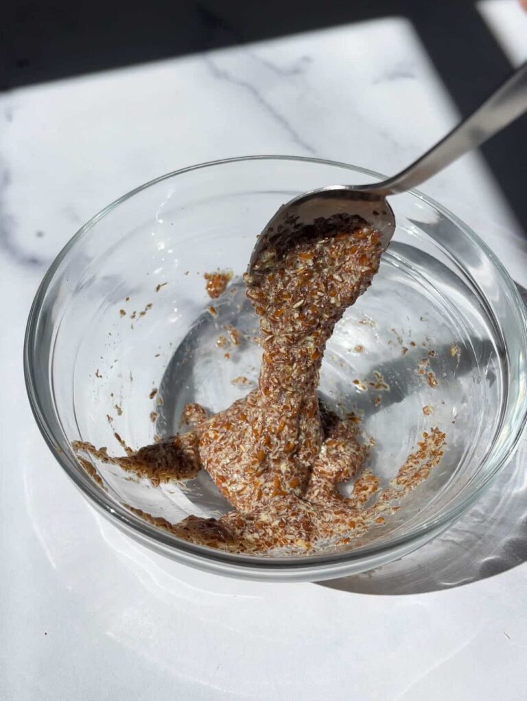 bowl of flax egg with spoon