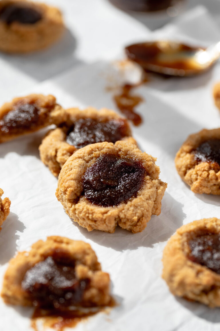 Easy Vegan and Gluten-Free Thumbprint Cookies Filled with Apple Butter