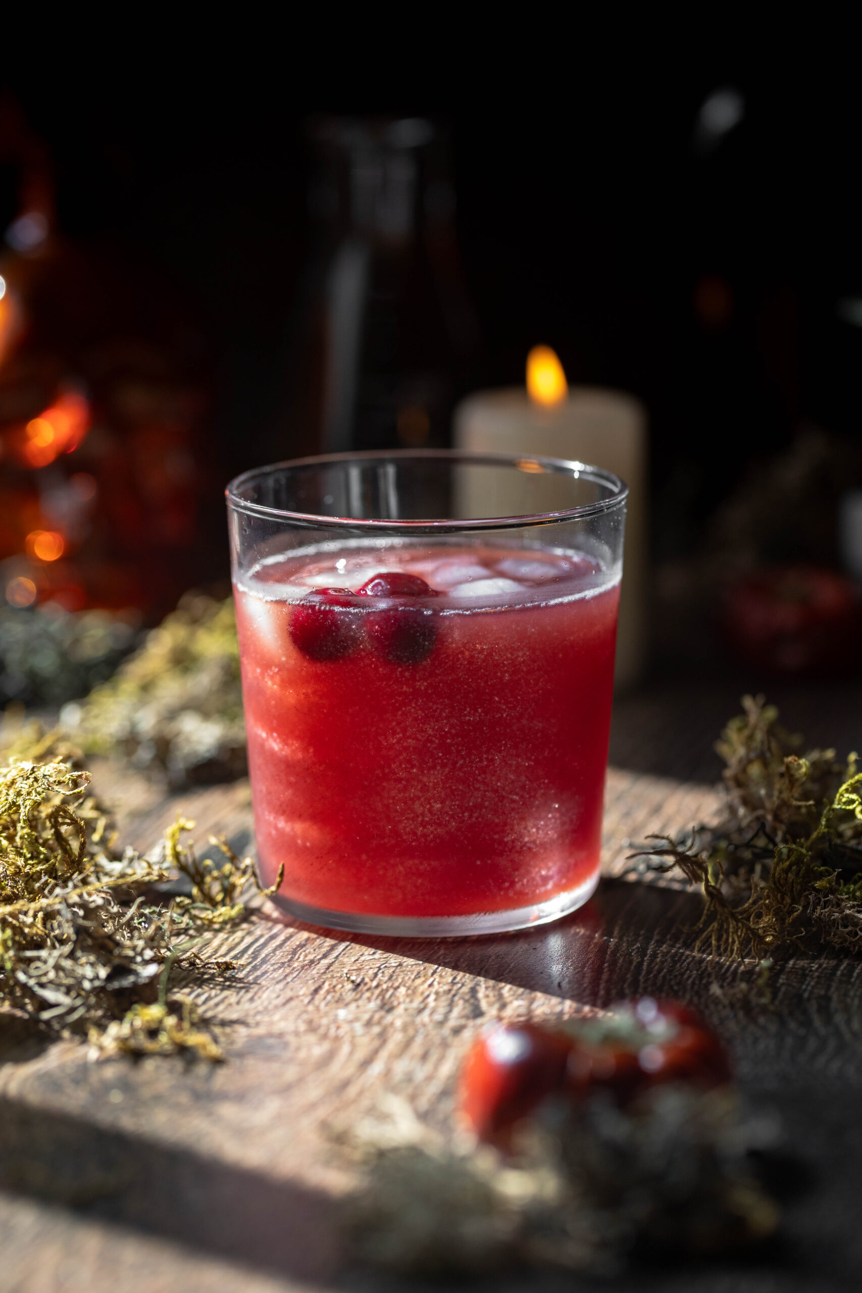 cranberry, apple cider cocktail or mocktail that's halloween themed