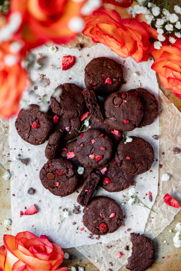 Healthier Chocolate Strawberry Cookies (Vegan, Gluten Free)